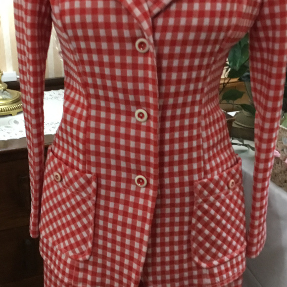 SOLD!! Aunt Nee's Custom 70's Red Gingham Pantsuit - Picture 3 of 8